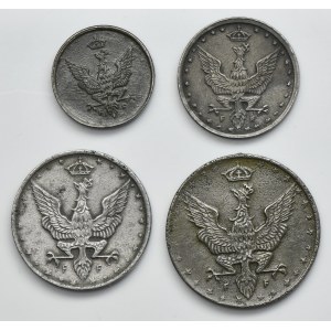Set, Polish Kingdom, 1 pfennig, 5 pfennig, 10 pfennig and 20 pfennig 1918 (4 pcs.)