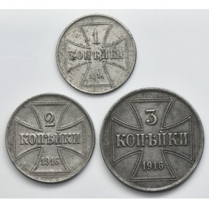 Set, Ost, 1 kopeck, 2 kopeck and 3 kopeck 1916 (3 pcs.)