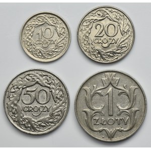 Ensemble, 10 pennies, 20 pennies, 50 pennies et 1 zloty (4 pièces).