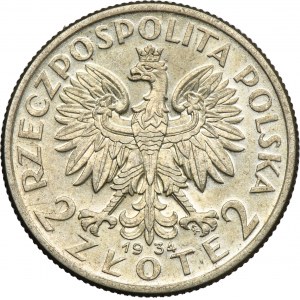 Głowa kobiety, 2 złote 1934