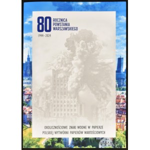 PWPW, folder ze znakami wodnymi z okazji 80. rocznicy wybuchu Powstania Warszawskiego oraz na 100-lecie PWPW (7 szt.)
