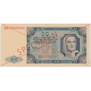 20 złotych 1948 - SPECIMEN - AD 8900000/1234567 -
