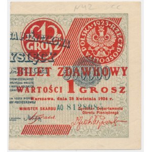 1 grosz 1924 - AO - prawa połowa -