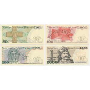 Zestaw, 50-2.000 złotych 1982-88 - pierwsze serie roczników (4 szt.)