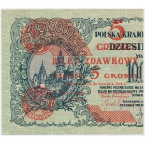 5 groszy 1924 - lewa połowa -
