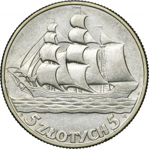 Żaglowiec, 5 złotych 1936
