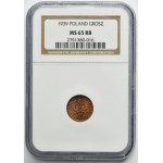 1 grosz 1939 - NGC MS65 RB