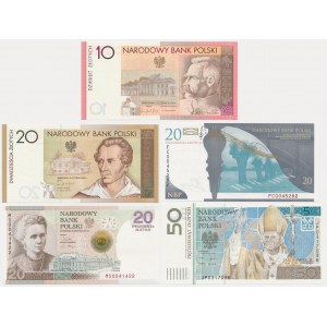 Set, billets de collection 10-50 zloty 2006-11 (5 pcs.)