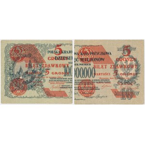 Zestaw, 5 groszy 1924 - lewa i prawa połowa (2 szt.)