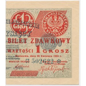 1 grosz 1924 - CT ❉ - prawa połowa -