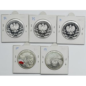 Zestaw, 10 złotych 2004, 2010 i 2017-2018 (5 szt.)