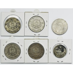 Zestaw, Piłsudski Urzędowy, Piłsudski Strzelecki i Głowa kobiety, 5 złotych i 10 złotych (6 szt.))