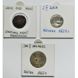 Set, Sigismund III Vasa, John II Casimir and Poniatowski, Groschen, 3 Polker and 6 Groschen (3 pcs.)
