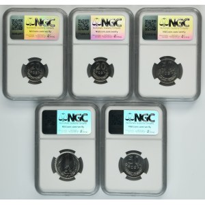 Ensemble, 20 pennies, 50 pennies et 1 zloty (5 pièces) - NGC MS64