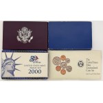 Set, USA, Vintage set 1971, 1987, 1992 and 2000 and 1/4 dollar set (42 pcs.)
