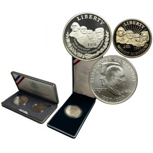 Set, USA, 1/2 Dollar et 1 Dollar (3 pièces).