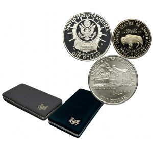 Set, USA, 1/2 Dollar et 1 Dollar (3 pièces).
