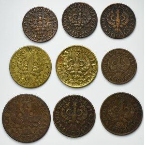 Zestaw, 1 grosz, 2 grosze i 5 groszy (9 szt.)