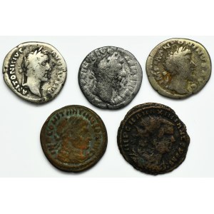 Set, Roman Empire, Denarius and Follis (5 pcs.)