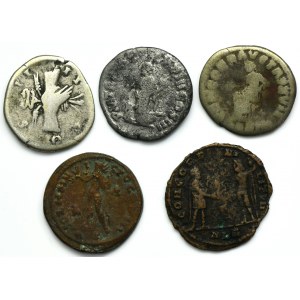 Set, Roman Empire, Denarius and Follis (5 pcs.)