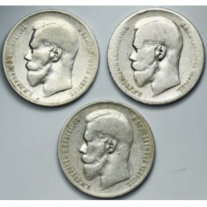 Set, Russia, Nicholas II, 1 Rouble Petersburg 1897 and 1898 (3 pcs.)
