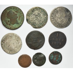 Set, Poland, Duchy of Warsaw, Galicia and Lodomeria, Schilling, 1 Groschen, 3 Groschen and 6 Groschen ( (9 pcs.)