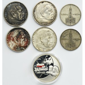 Set, Germany and Poland, 2 mark, 5 mark and 10 złotych (7 pcs.)