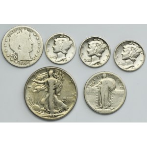 Set, USA, Dime, 1/4 Dollar and 1/2 Dollar (6 pcs.)