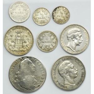 Set, Germany, Electorate of Bavaria, Free City of Hamburg and German Empire, Mark and Thaler (8 pcs.)