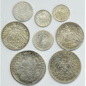 Set, Germany, Electorate of Bavaria, Free City of Hamburg and German Empire, Mark and Thaler (8 pcs.)