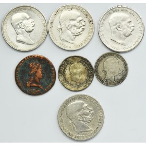 Set, Austria and Hungary, 6 Kreuzer, 20 Kreuzer and 5 Corona (7 pcs.)