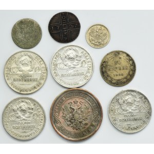 Ensemble, Russie et Royaume de Pologne, Kopiejki et 10 Groszy (9 pièces).