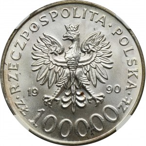 100.000 złotych 1990 Solidarność - TYP A - NGC MS67