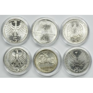 Set, Germany and Lithuania, 5 Mark and 5 Litas (6 pcs.)
