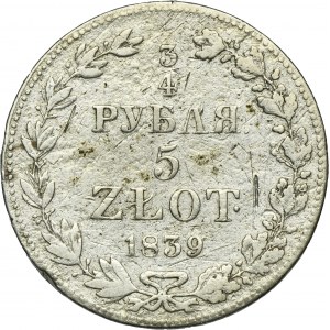 3/4 rubl = 5 zloty Warsaw 1839 MW