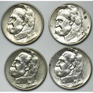 Zestaw, Piłsudski, 5 złotych 1935-1936 (4 szt.)