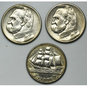 Set, Piłsudski et le voilier, 2 or (3 pièces).