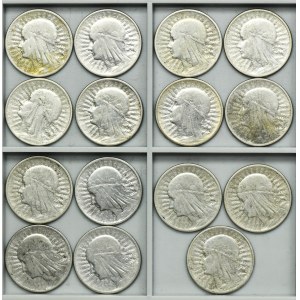 Zestaw, Głowa kobiety, 2 złote 1934 (15 szt.)