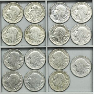 Zestaw, Głowa kobiety, 2 złote 1934 (15 szt.)