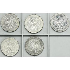 Zestaw, Głowa kobiety, 10 złotych 1932 (5 szt.)