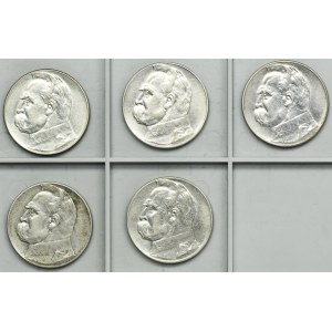 Zestaw, Piłsudski, 10 złotych 1935-1936 (5 szt.)