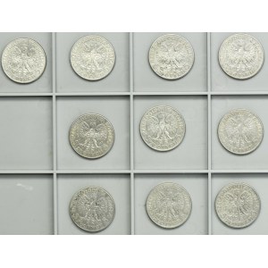 Zestaw, Głowa kobiety, 5 złotych 1932-1934 (10 szt.)