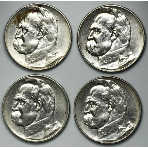 Zestaw, Piłsudski, 5 złotych 1934-1938 (4 szt.)