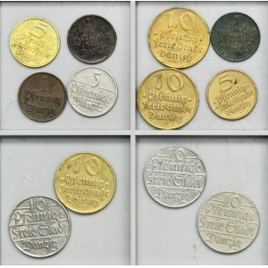Set, Free City of Danzig, 1 pfennig, 5 pfennig and 10 pfennig (12 pcs.)