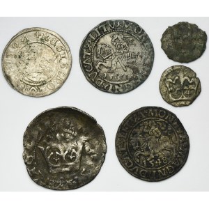 Set, Ladislaus II Jagiello, Casimir IV Jagiellon, Sigismund I the Old and Sigismund II August, Denarius and Halfgroschen (6 pcs.)