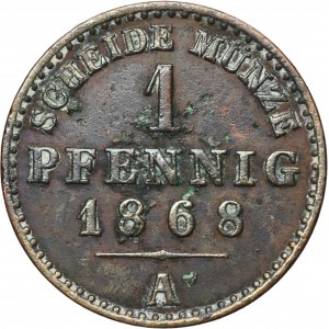 Germany, Principality of Reuss-Schleiz, Heinrich XIV, 1 Pfennig Berlin 1868 A