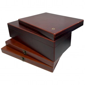 Set of wooden coin boxes (4 pcs.)