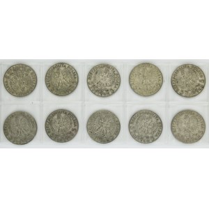Zestaw, Głowa kobiety, 5 złotych 1933-1934 (10 szt.)