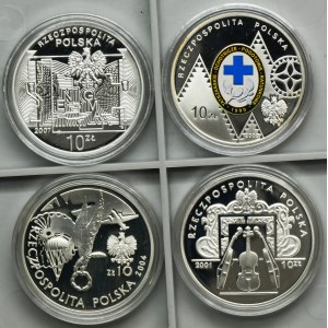 Zestaw, 10 złotych 2001-2009 (4 szt.)