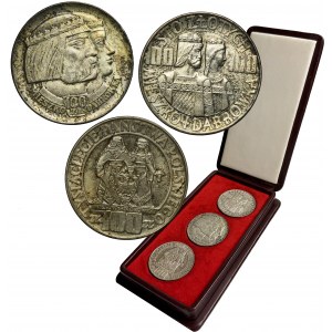 Zestaw, Mieszko i Dąbrówka 100 złotych 1966 - próby oraz obiegowa (3 szt.)